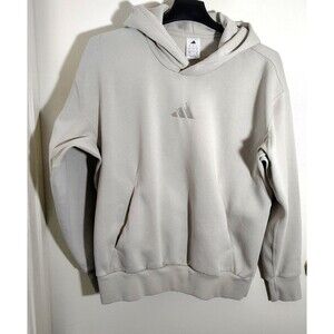 Adidas Jumper Womens LARGE Cream Long Sleeve Pullover Hoodie Winter Logo Size L